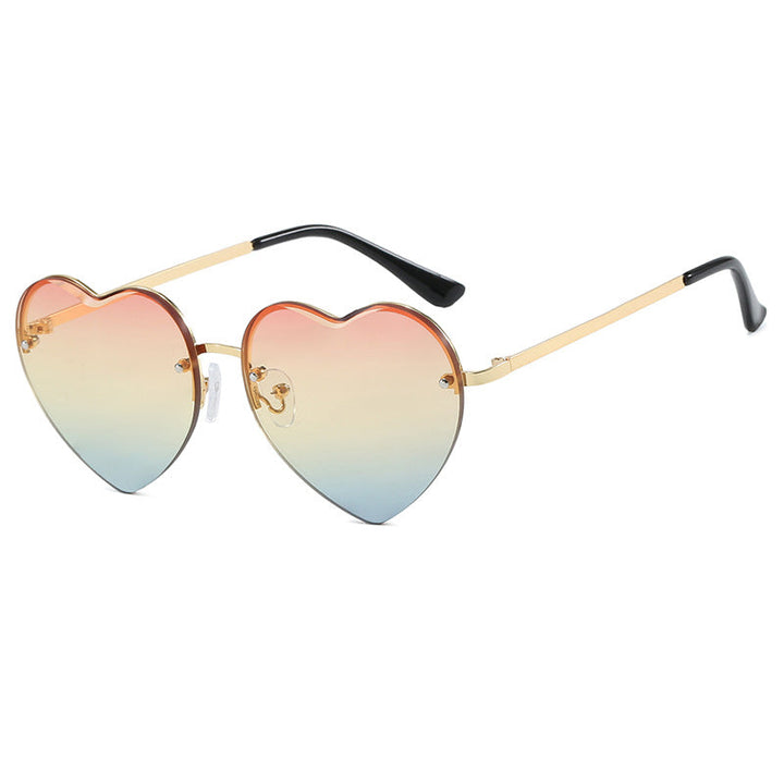 Women's Heart-Shaped Sunglasses with Mirrored Lenses and Fashionable Metal Frame Kalsten