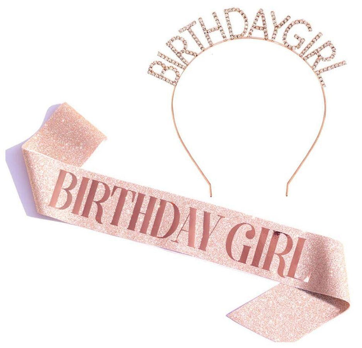Ladies Glittering Birthday Crown with Festive Sash Kalsten