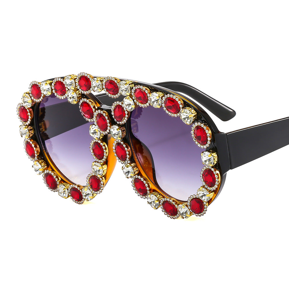Ladies Glamorous Statement Sunglasses with Eye-Catching Crystal Frame Kalsten
