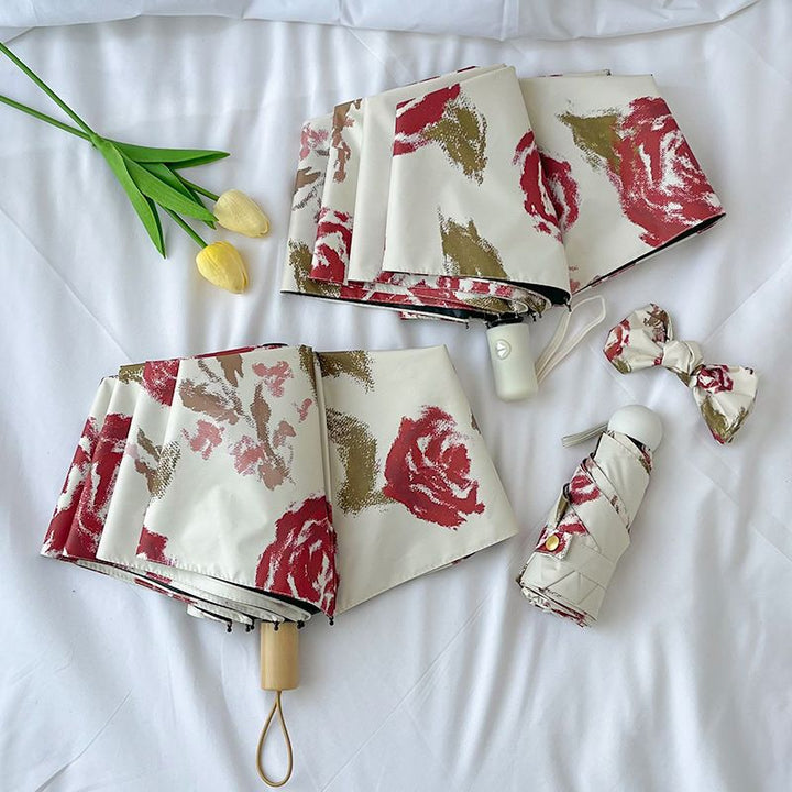Women's Automatic Folding Umbrella with Floral Pattern Kalsten