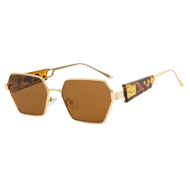 Ladies hexagonal sunglasses with elegant metal frame and protective lenses Kalsten