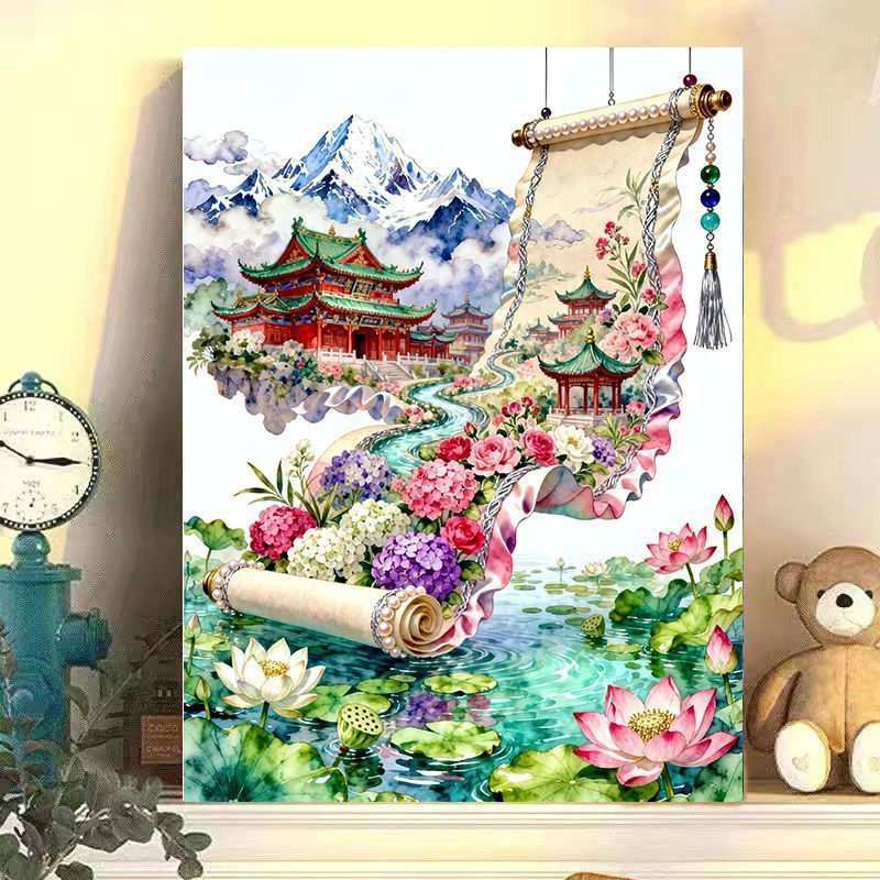 Elegant Chinese Landscape Scroll Art Print Kalsten