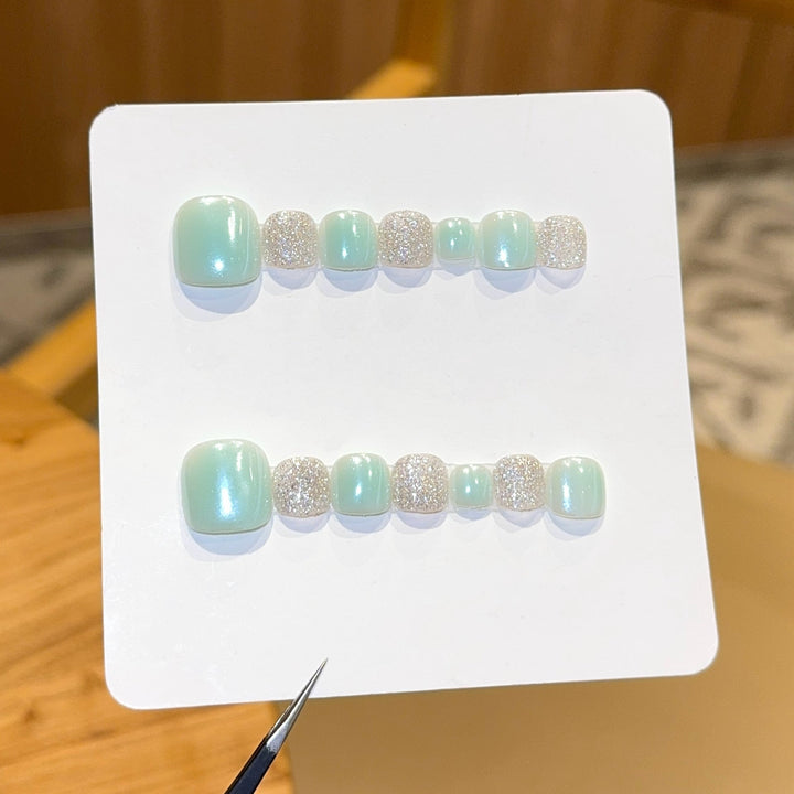 Acrylic nail set with glitter and pastel accent Kalsten