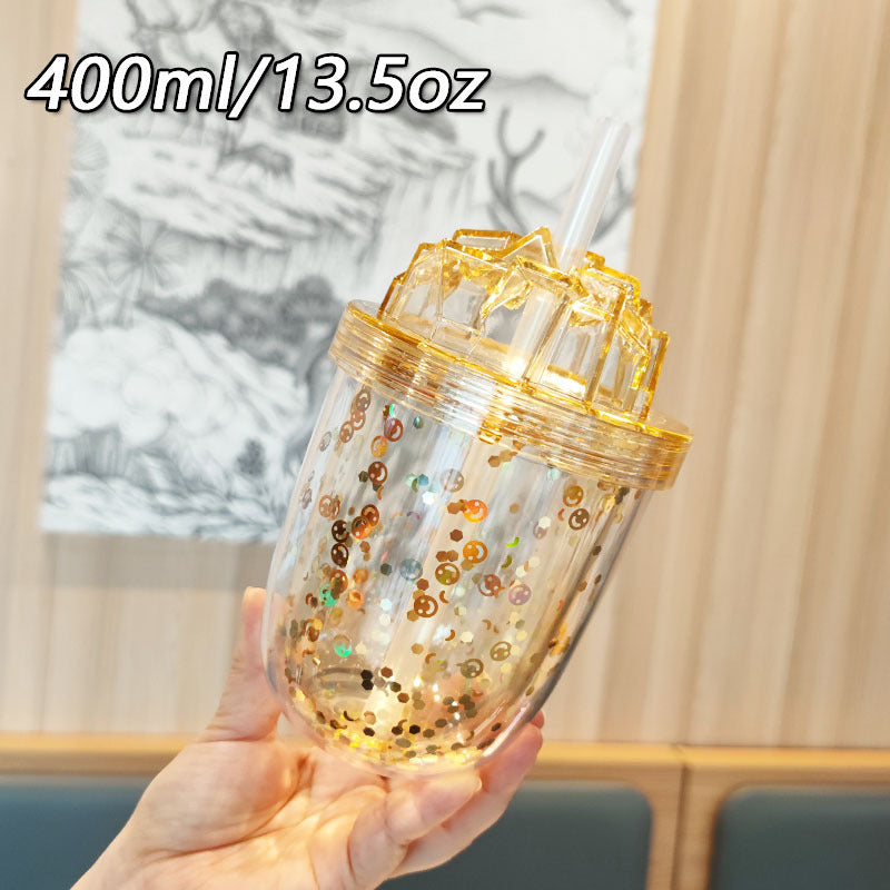 Women's Glittering Drinking Cups with Straw Kalsten