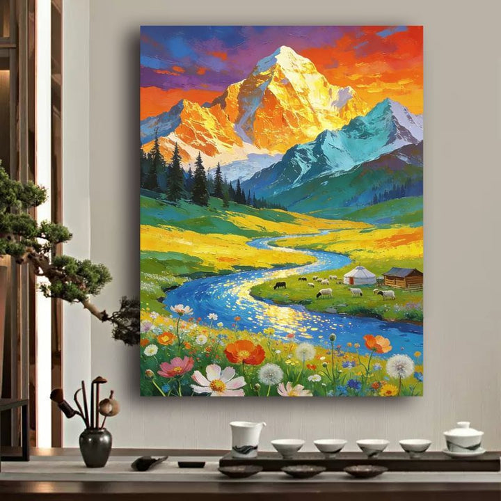 Vibrant Mountain Landscape Canvas Art Kalsten