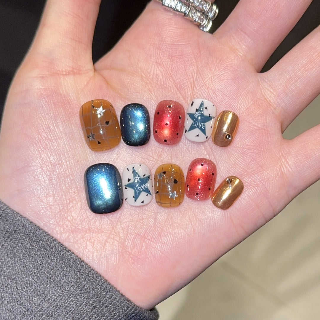 Artificial nails with sparkling star design Kalsten