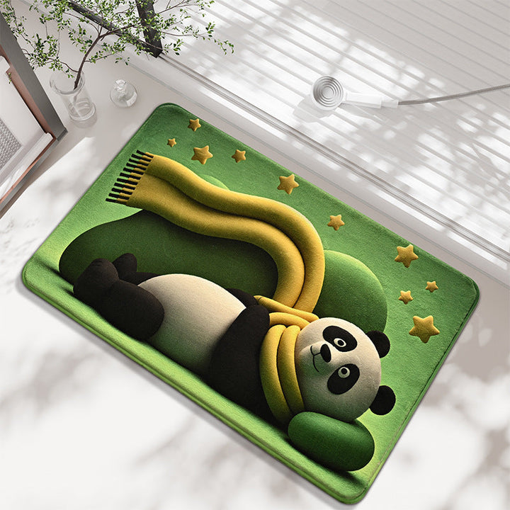 Cartoon Panda-Themed Bath Mat