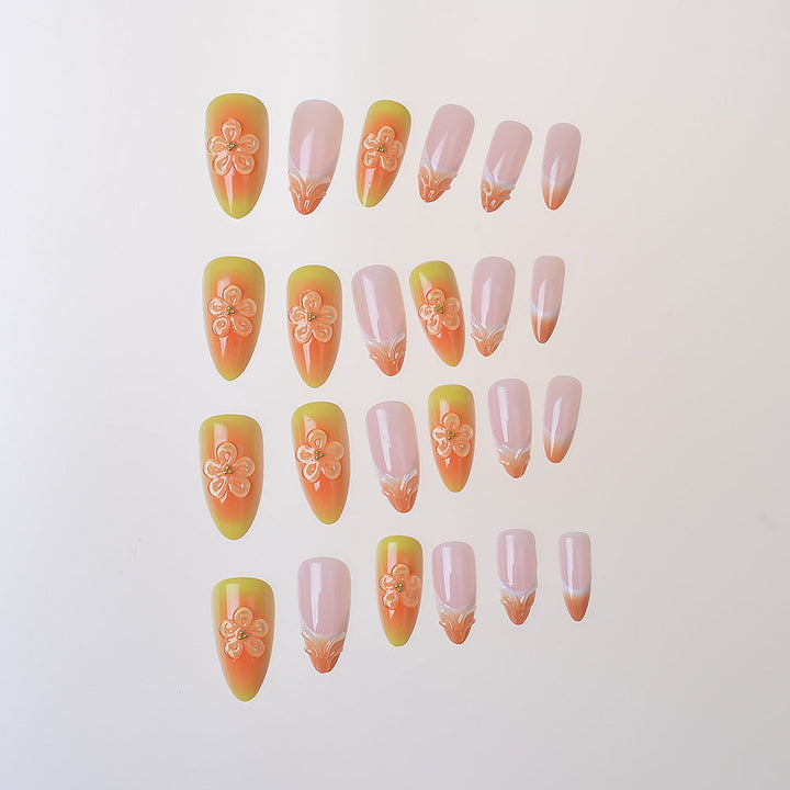 Elegant Floral-Themed Press-On Nail Set Kalsten