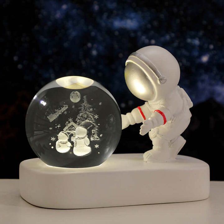 Glowing Planetary Galaxy Astronaut Crystal Ball Night Lights USB Power Warm Bedside Light Brithday Gift Night Lamp | Kalsten