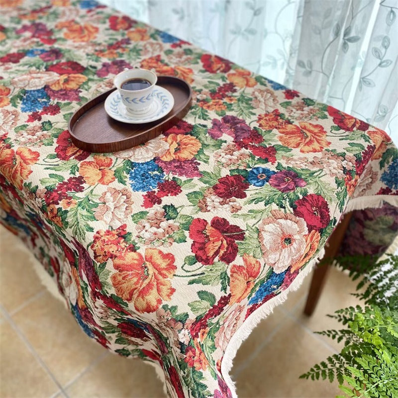Elegant Floral Tapestry Tablecloth