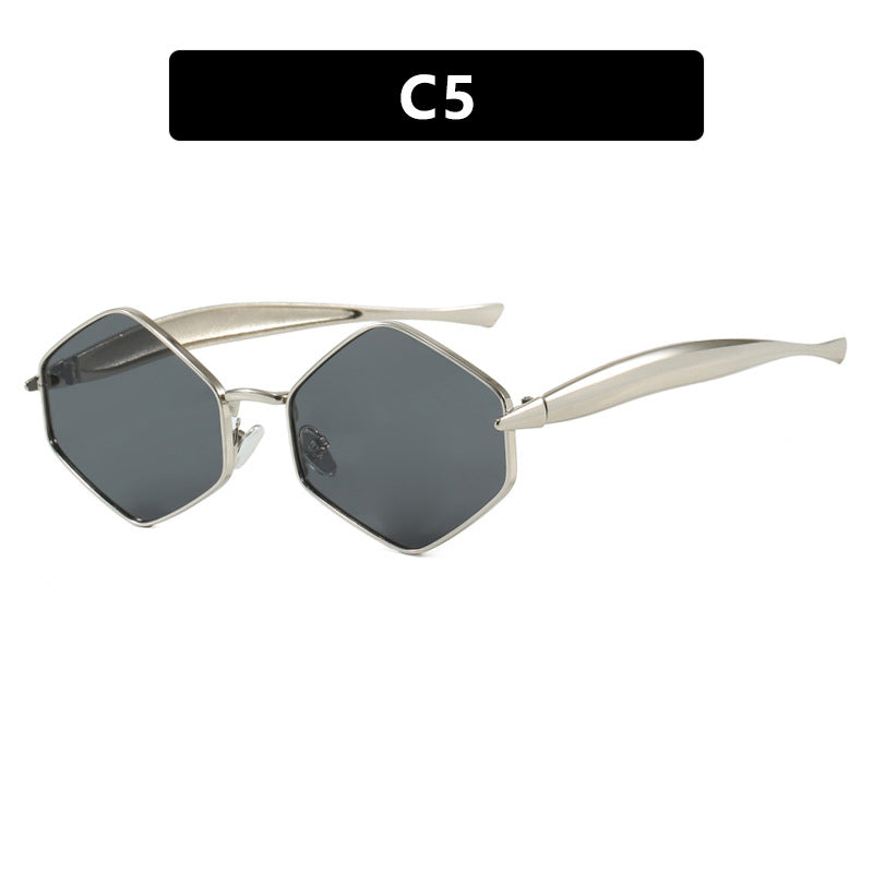 Women's hexagonal sunglasses with elegant metal frame and UV protection Kalsten