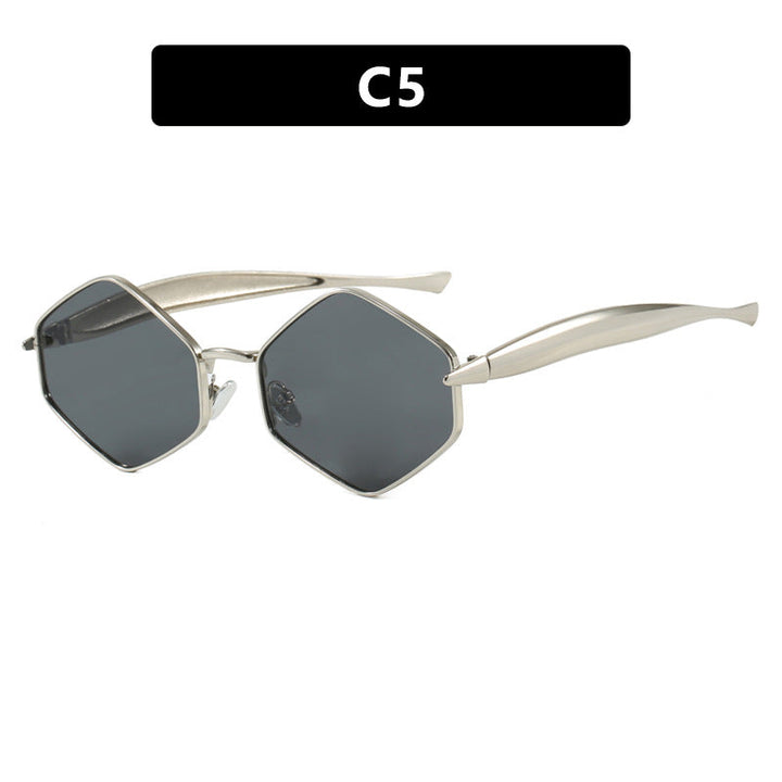 Women's hexagonal sunglasses with elegant metal frame and UV protection Kalsten