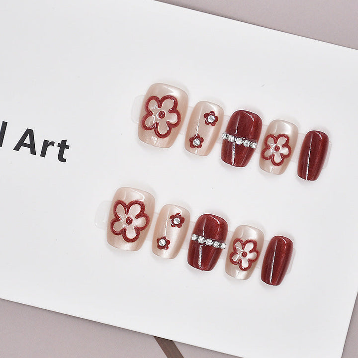 Floral Decorative Press-On Nail Set Kalsten