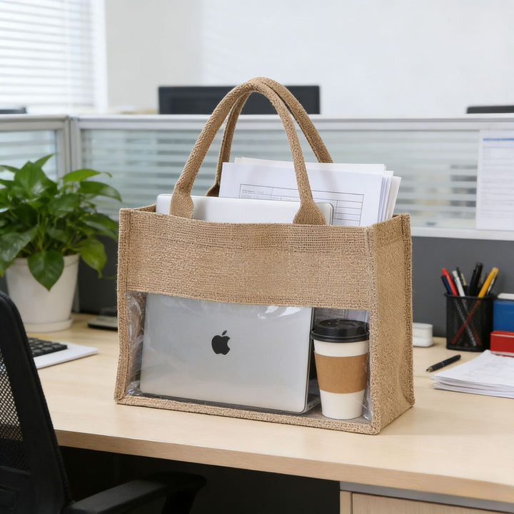 Shopping bag made of natural jute with mesh design Kalsten