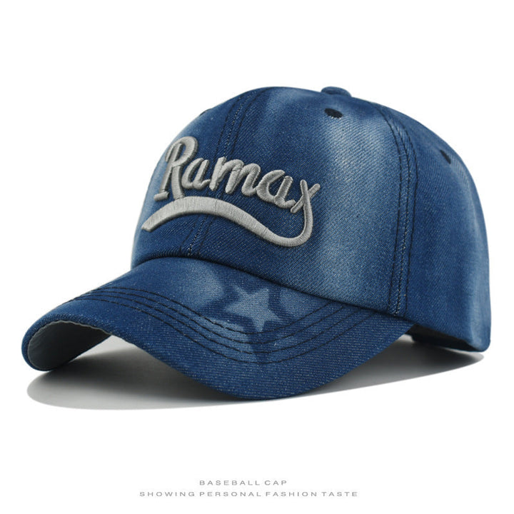 Men's Distressed Denim Embroidered Baseball Cap Kalsten