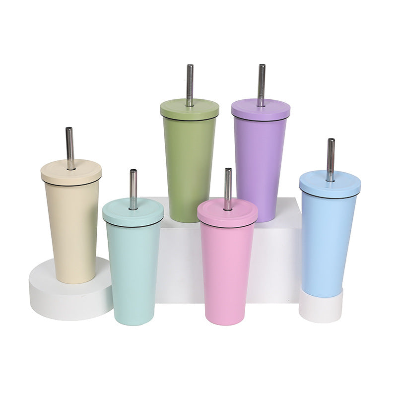 Women's High-Quality Insulated Drinking Bottle with Stainless Steel Straw Kalsten