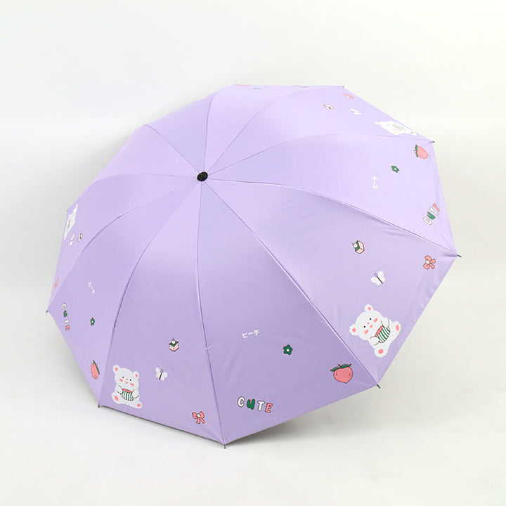 Women's Folding Umbrella with Playful Bear Design Kalsten