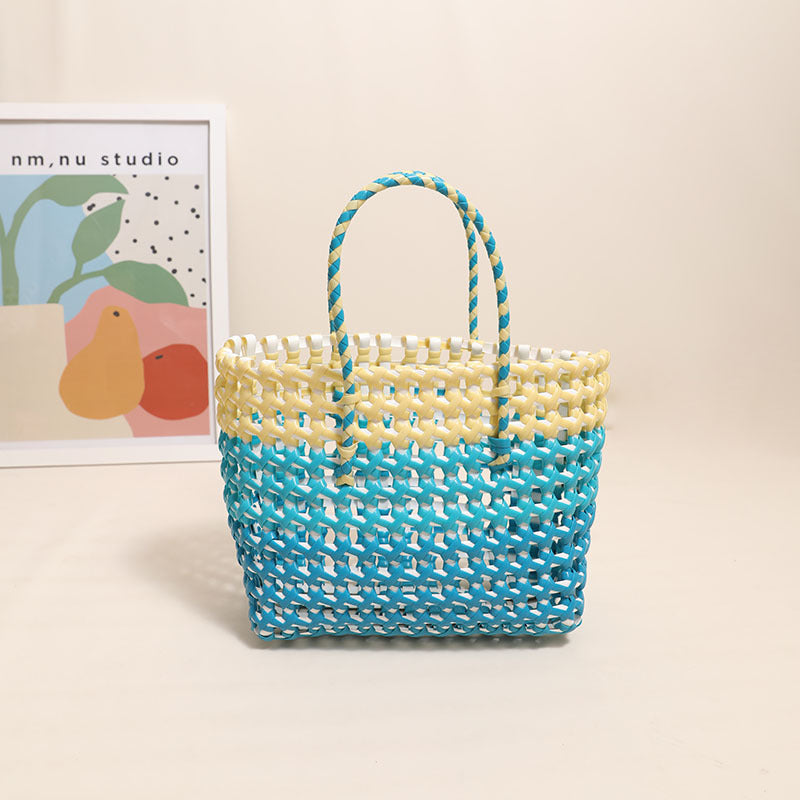 Handcrafted straw bag with colorful gradient Kalsten