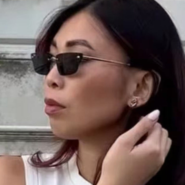 Women's geometric sunglasses with delicate frame and transparent lenses Kalsten