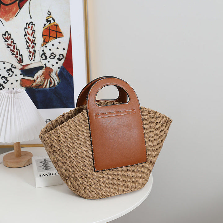 Fashionable basket bag with elegant leather accents Kalsten