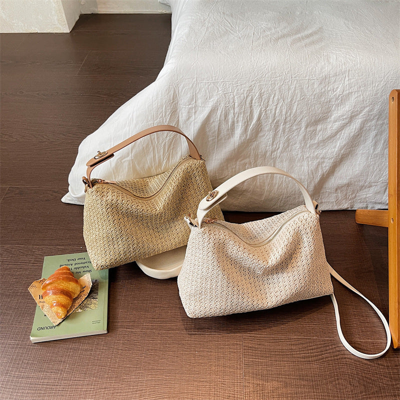 Elegant Straw Bag with Removable Shoulder Strap Kalsten