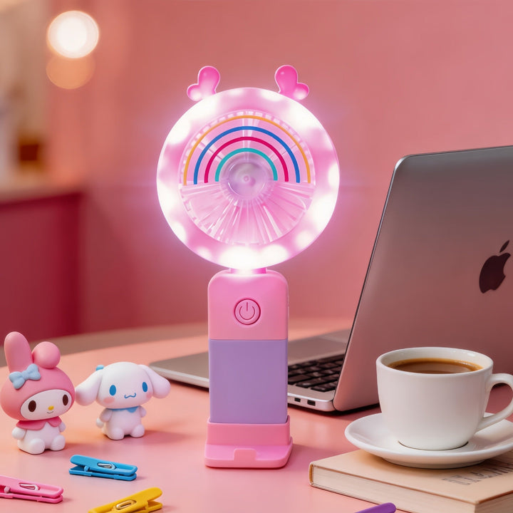 Women's Portable LED Hand Fan with Creative Light Effects Kalsten