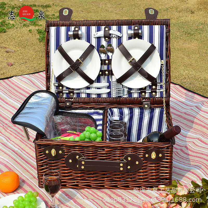 Women's luxurious picnic basket with integrated dish set and insulated cooling function Kalsten
