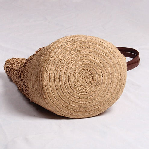 Handmade straw bag with leather accents Kalsten