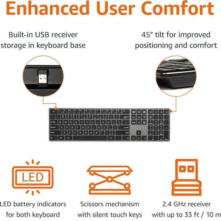 Ergonomic Wireless Keyboard and Mouse Set Kalsten