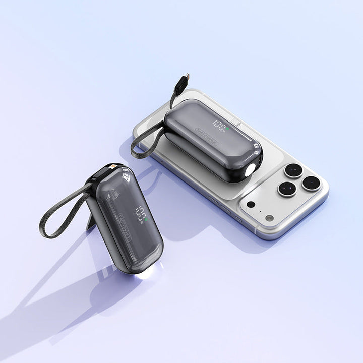 Portable power bank with integrated charging cable and LED charging status display Kalsten