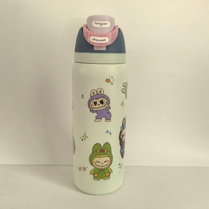 Double-Wall Vacuum Insulated Stainless Steel Travel Bottle With Flip Straw Leakproof Lid And Character Print