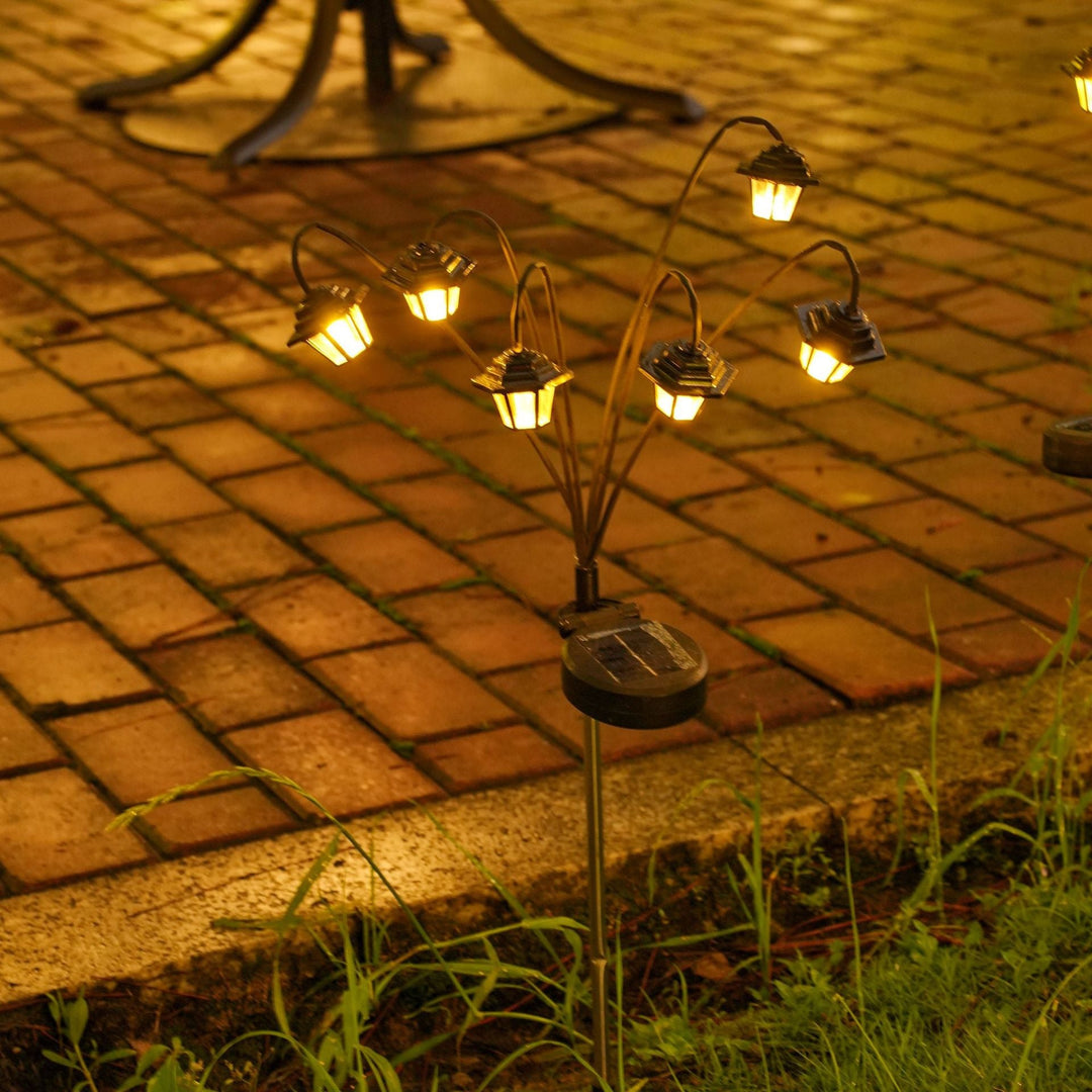 Decorative Multi-Head Solar Garden Stake Lanterns With Warm LED Kalsten