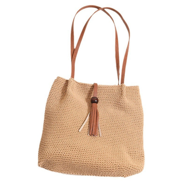 Hand-crocheted shoulder bag with leather details Kalsten
