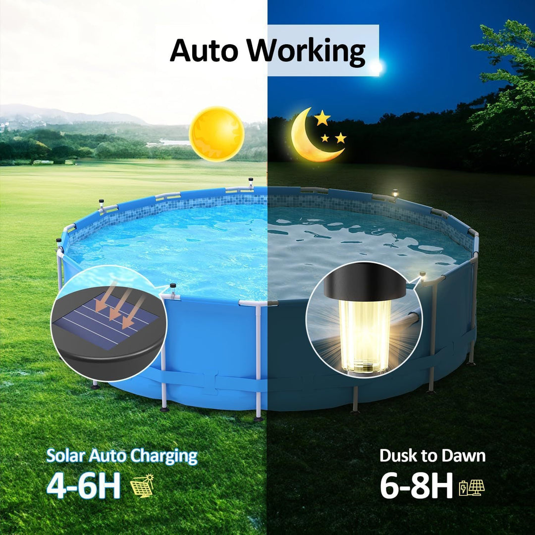 Solar-Powered LED Clip-On Above-Ground Pool Rim Lights With Waterproof Durable Mounting Kalsten
