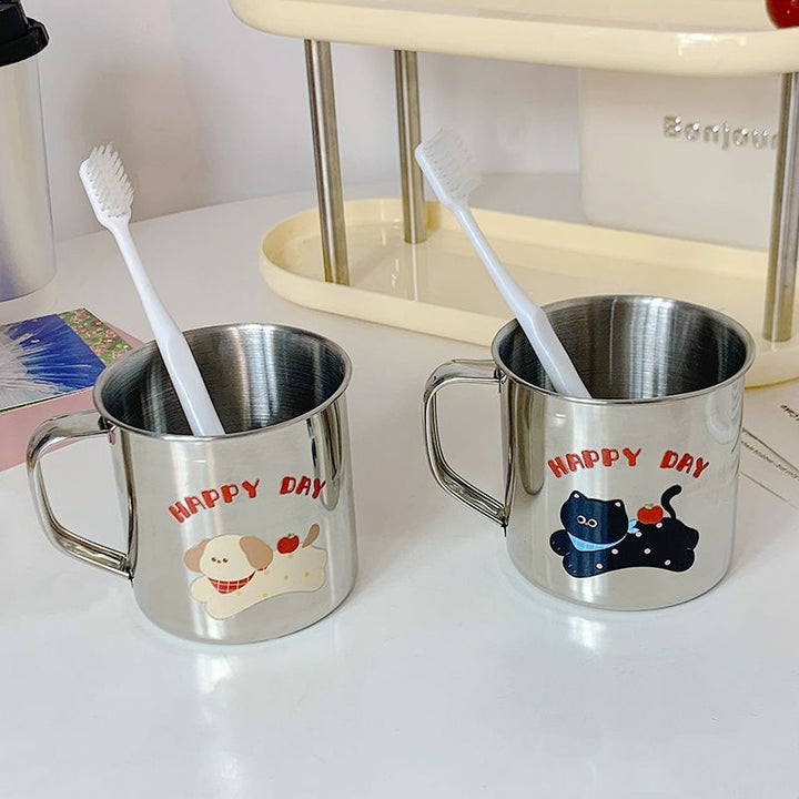 Stainless Steel Drinking Cup with Humorous Cat Motif Kalsten