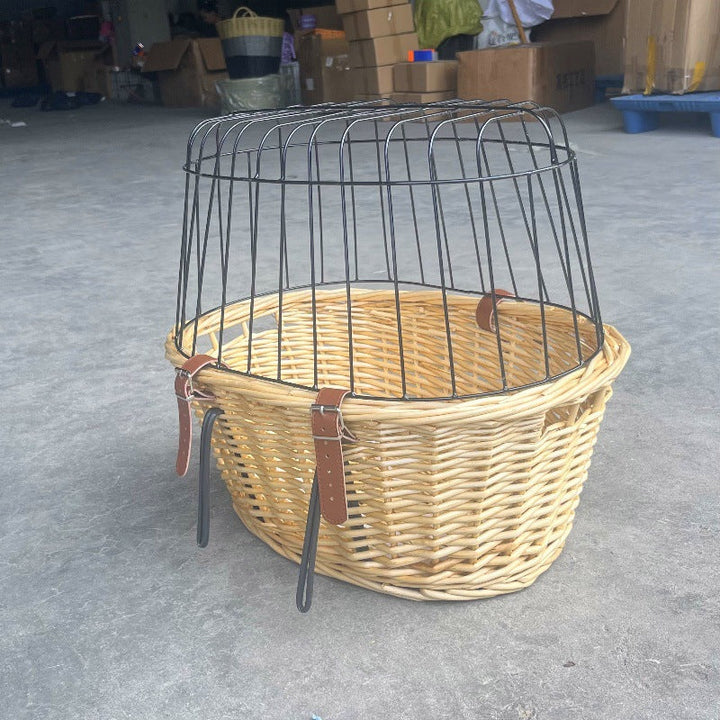 woven rattan bicycle front basket with quick-release mounting system Kalsten