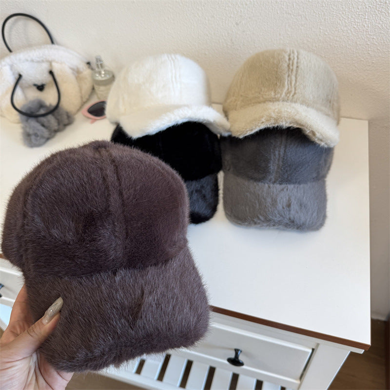 Unisex Plush Faux Fur Baseball Cap Kalsten
