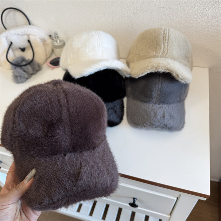 Unisex Plush Faux Fur Baseball Cap Kalsten