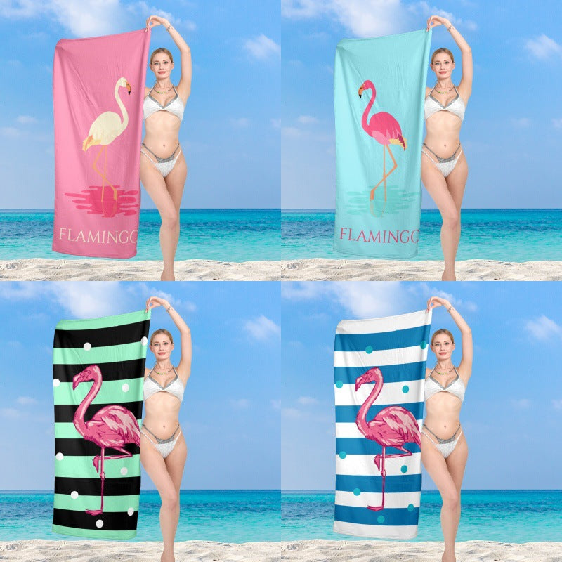 Premium beach towel with vibrant flamingo design Kalsten