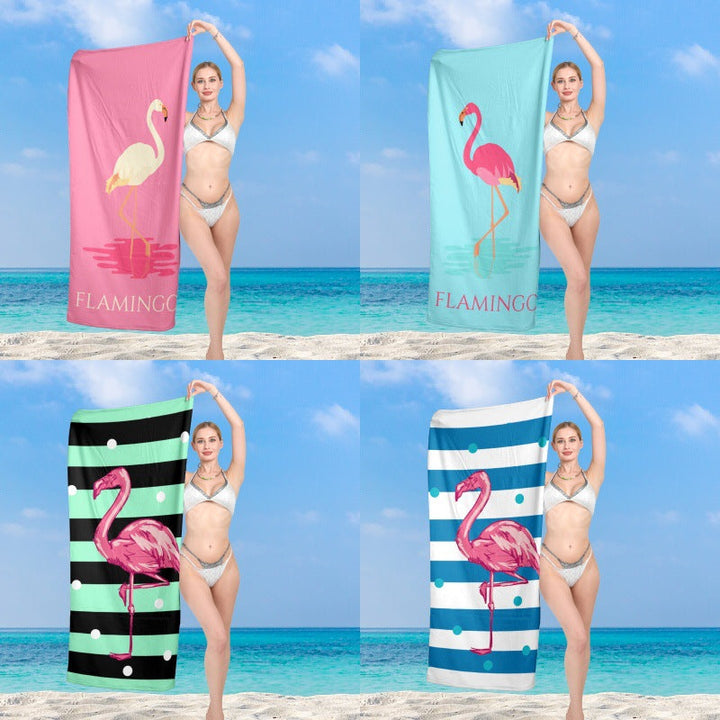 Premium beach towel with vibrant flamingo design Kalsten