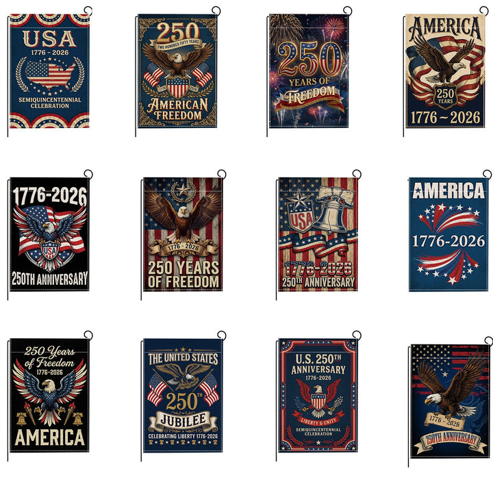 Distressed Vintage American Flag Garden Banner With Statue Of Liberty Motif Double-Sided Polyester