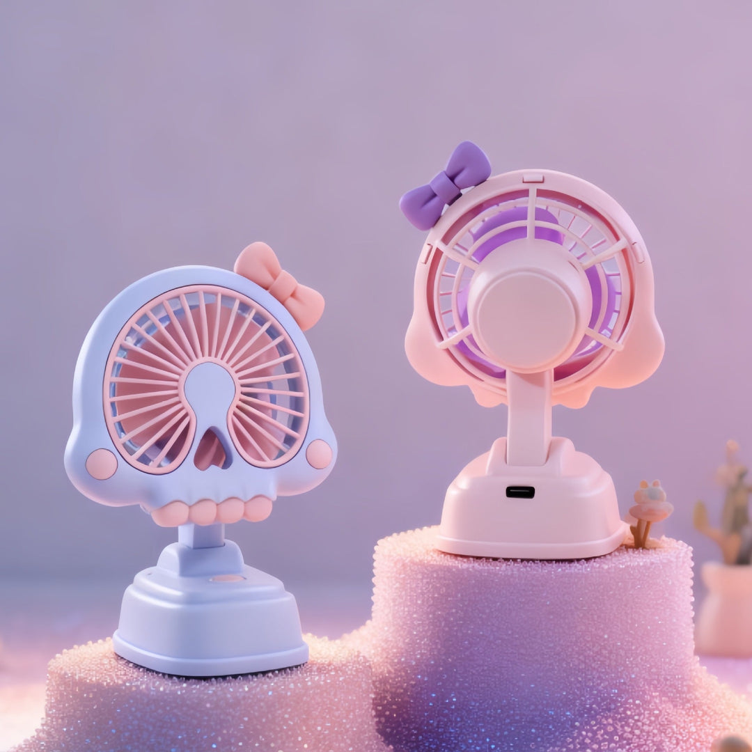 Ladies Portable Hand Fan in Unique Skull Design Kalsten