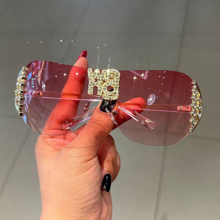 Women's Fashion Oversized Sunglasses with Rhinestone Applications Kalsten