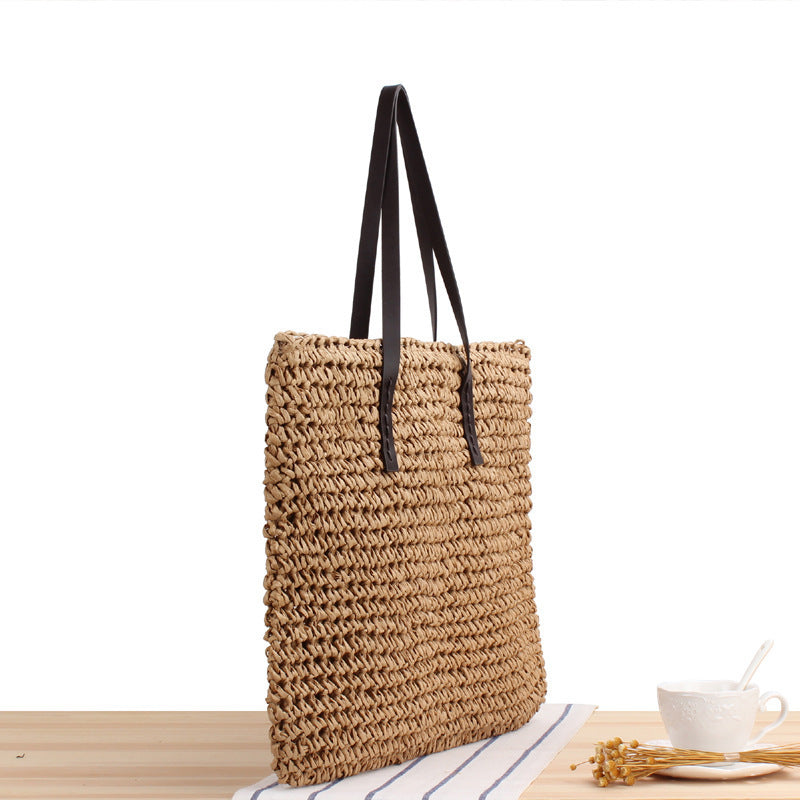 Timeless wicker tote bag with leather handles Kalsten