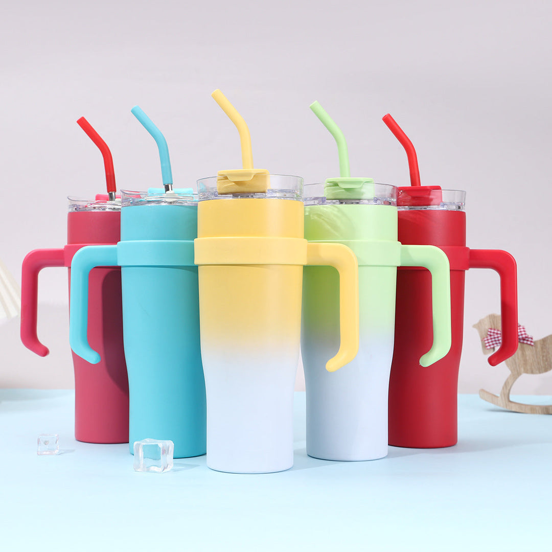 Women Insulated Mug with Plastic Handle and Integrated Straw Kalsten