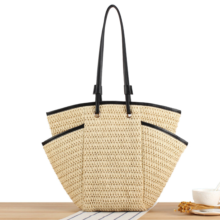 Braided Beach Bag with Elegant Leather Accent Kalsten