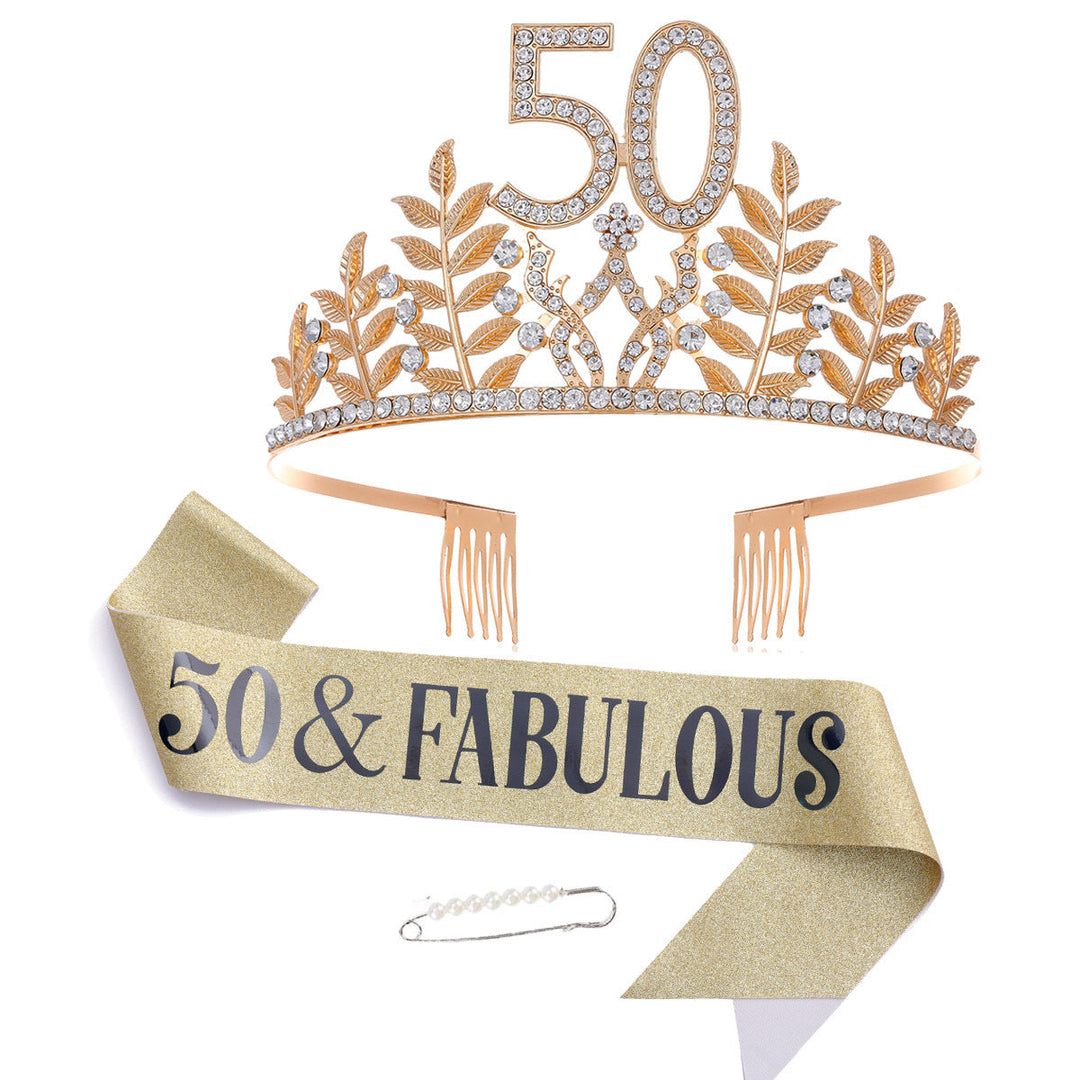 Women's Glamorous Birthday Crown with Shining Rhinestones Kalsten