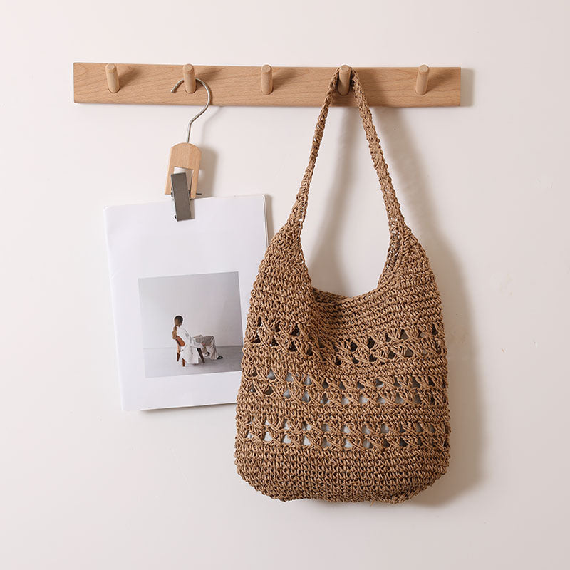 Crocheted shoulder bag with decorative hole pattern Kalsten