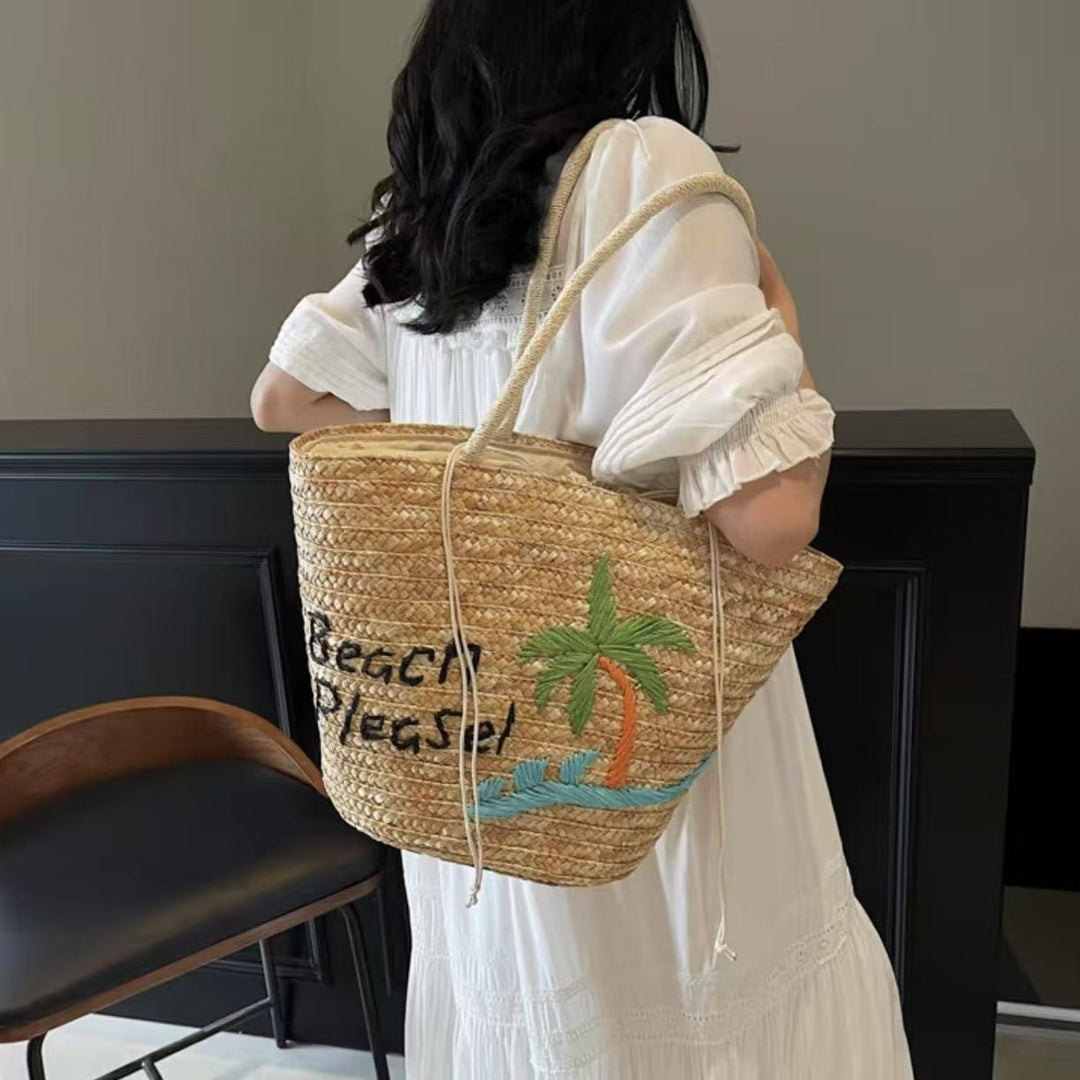 Summery woven bag with creative beach motif Kalsten