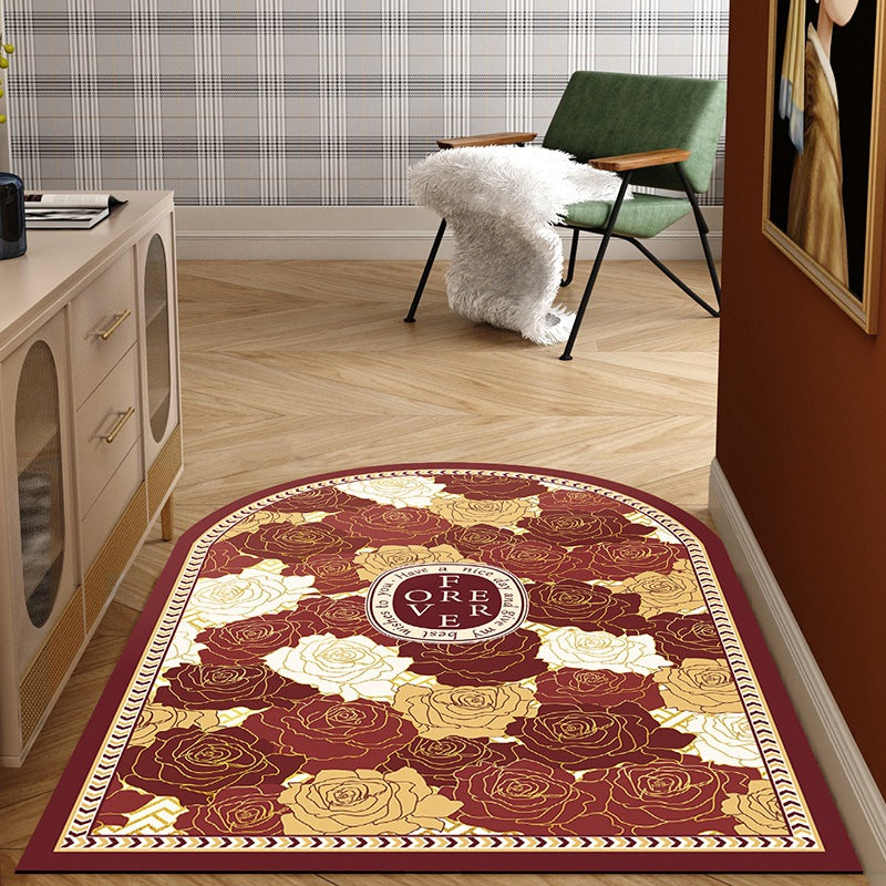 Half-Round Rose Patterned Entryway Mat
